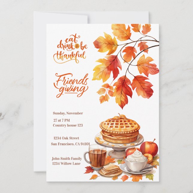 Invitation du dîner de Thanksgiving Friendsgiving (Devant)