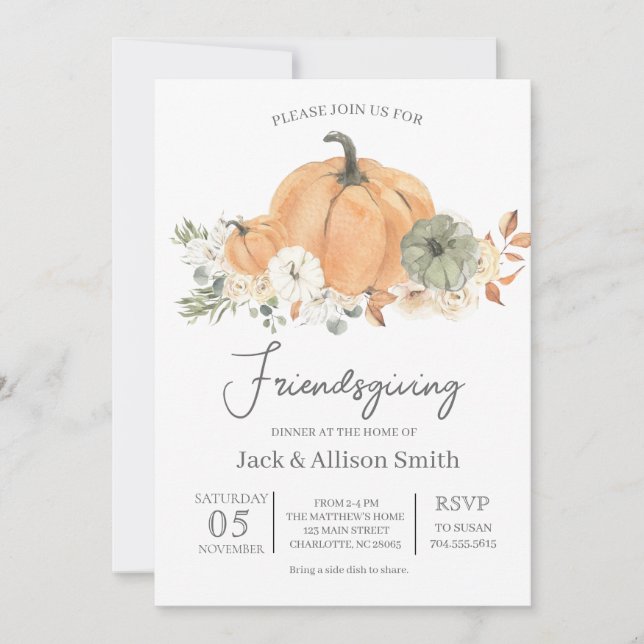 Invitation du dîner de Thanksgiving Friendsgiving (Devant)