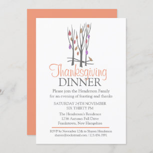 Invitation du dîner de Thanksgiving Tree Fall