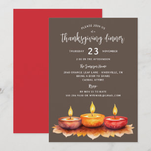 Invitation du Dîner des bougies Thanksgiving