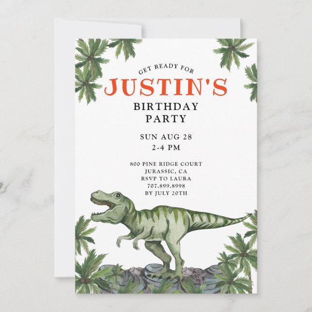Invitation du Dinosaur Boy's Birthday Party (Devant)