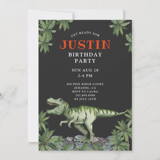 Invitation du Dinosaur Boy's Birthday Party (Devant)