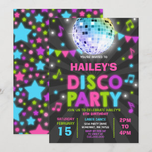 Invitation du Disco Party Invitation Glow Disco Pa