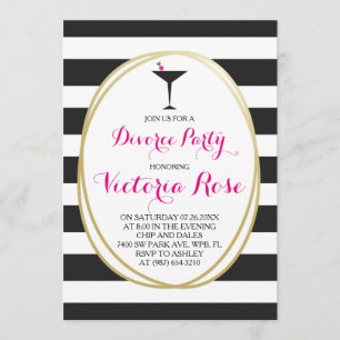Invitation du Divorce Party ~ Rose chaud, Black St