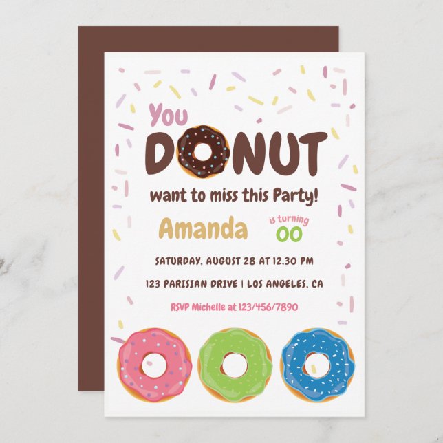 Invitation du Donut Party (Devant / Derrière)