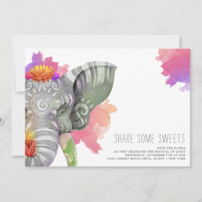 Invitation du Festival de Diwali moderne et élégan (Devant)