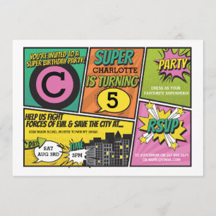Invitation du Fête Pink Invitation Superhero