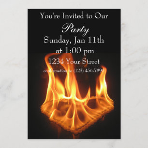 Invitation du feu de partie de coeur de flamme