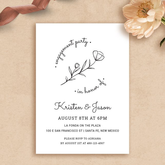 Invitation du fleur sauvage Engagement Party (Wildflower Engagement Party Invitation by Fiesta Valley Print)