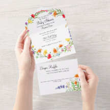 Invitation du fleur sauvage tout en un Baby shower