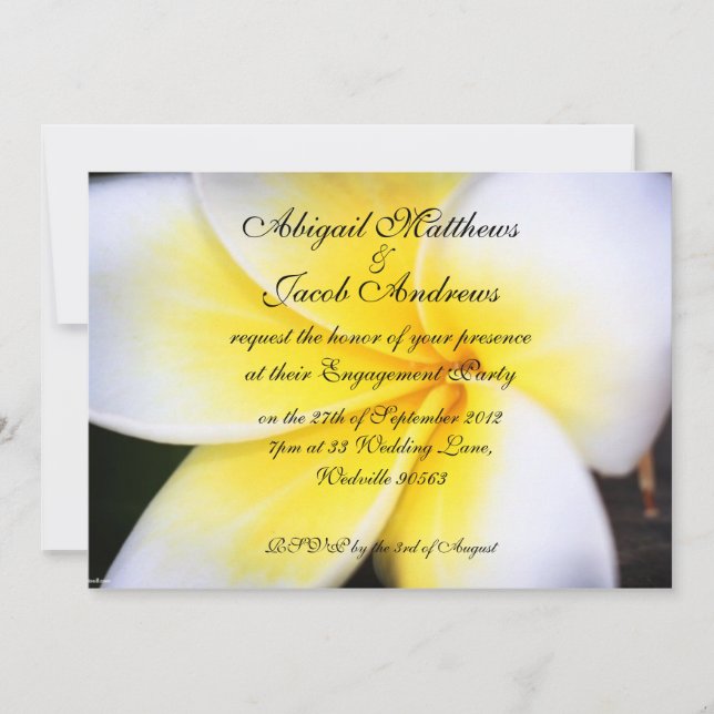Invitation du Frangipani Flowers Engagement Party (Devant)