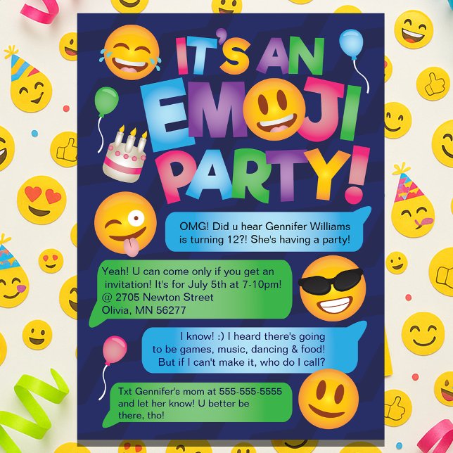 Invitation du Fun Emoji Party (Fun Emoji Party Invitation
)