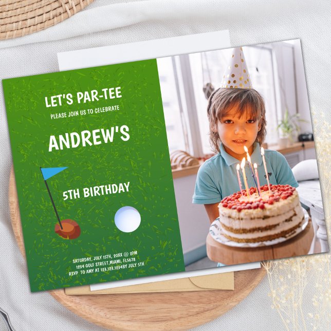 Invitation du Fun Golf Party (Let's Par-Tee Golf Birthday Invitations w photo)