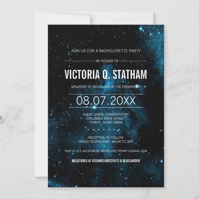 Invitation du Galaxy Bachelorette Party (Devant)