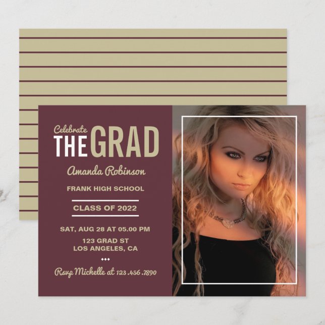 Invitation du Garnet and Gold Graduation Party (Devant / Derrière)
