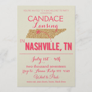 Invitation du Gold Bachelorette Party de Nashville