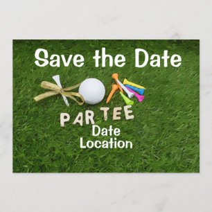 Invitation du Golf Party avec balle de golf et tee