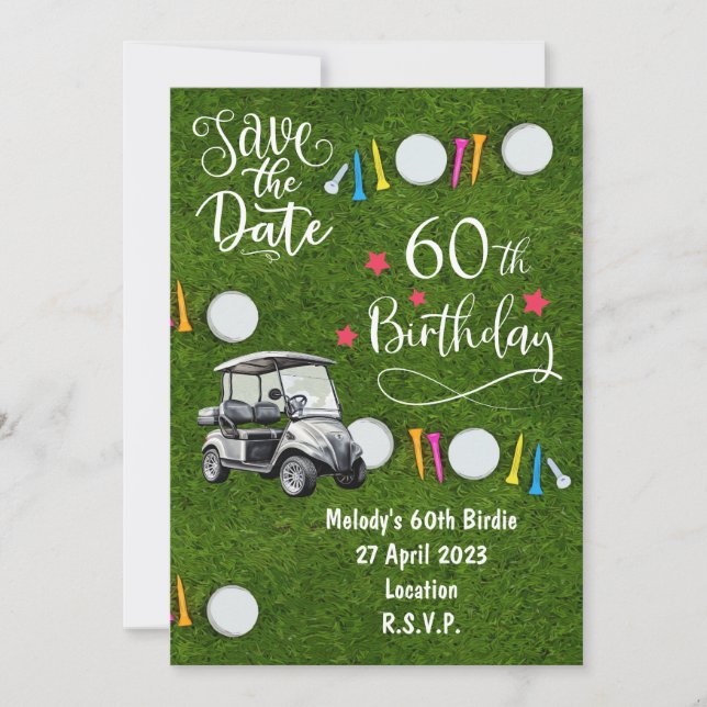 Invitation du Golf Party Enregistrer la date 60e a (Devant)