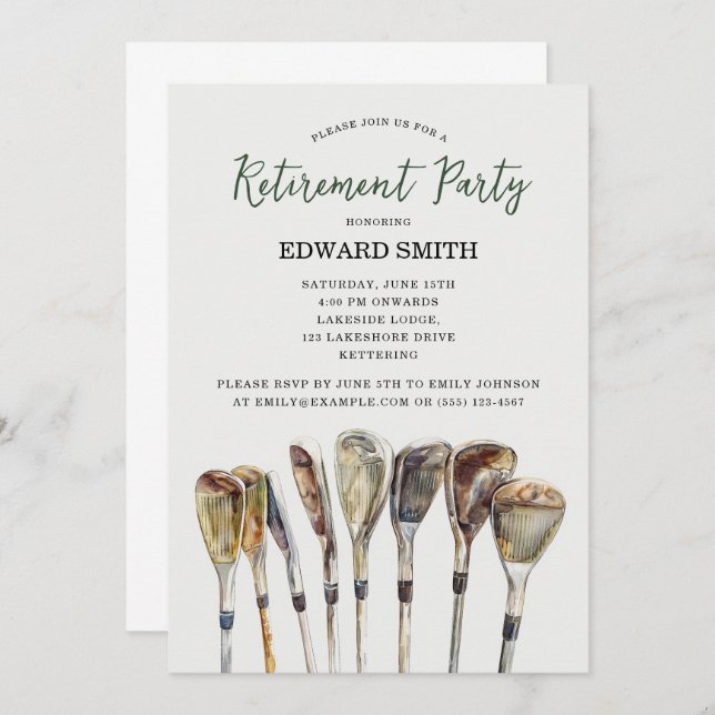 Invitation du Golfing Retirement Party (Devant / Derrière)