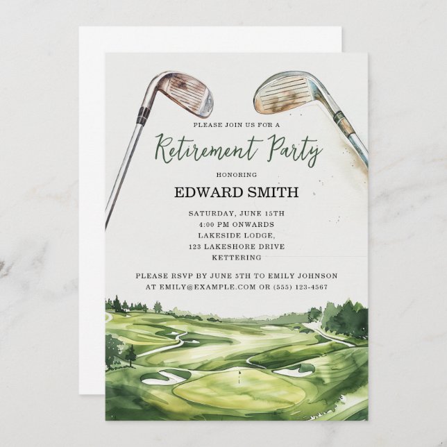 Invitation du Golfing Retirement Party (Devant / Derrière)