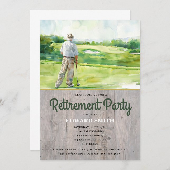Invitation du Golfing Retirement Party (Devant / Derrière)