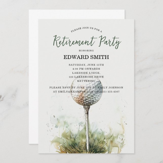 Invitation du Golfing Retirement Party (Devant / Derrière)