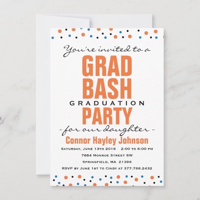 Invitation du Grad Bash Grad Graduation Party 2016 (Devant)