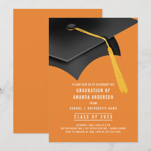 Invitation du Grad Casquette Orange Graduation Par