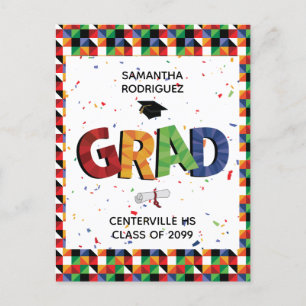 Invitation du Grad Party Motif en gras