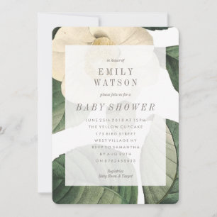 Invitation du grand Baby shower de fleurs vertes b