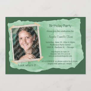 Invitation du Green Scrapbook Photo Surprise Party