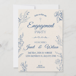 Invitation Du Groupe D'Engagement Floral Beige Et