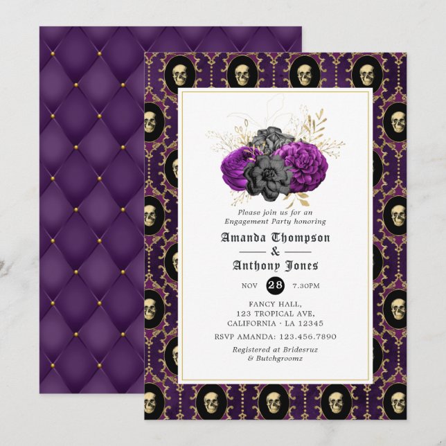 Invitation du groupe d'engagement gothique floral (Devant / Derrière)