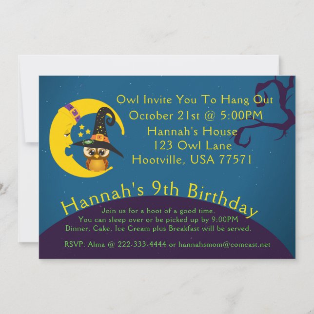 Invitation du Halloween Owl Moon Stwood Party (Devant)