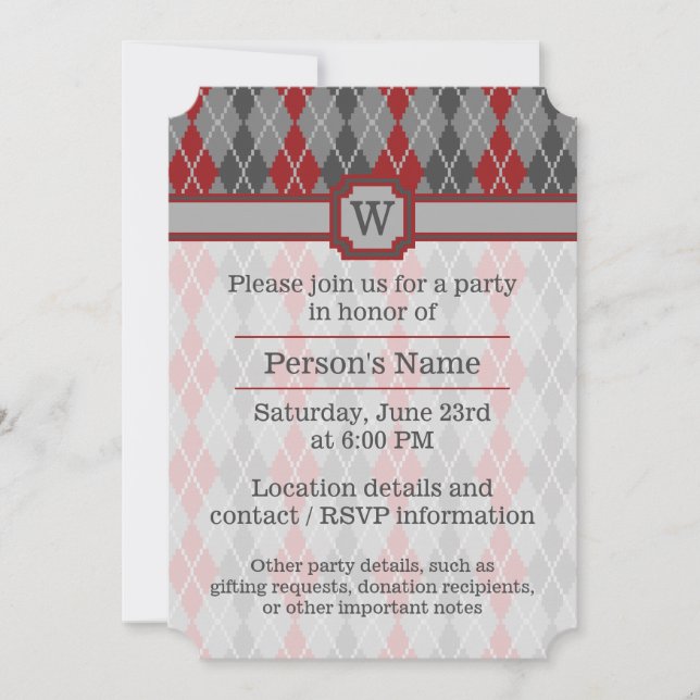Invitation du Jacquard Party Ashes et Embers (Devant)