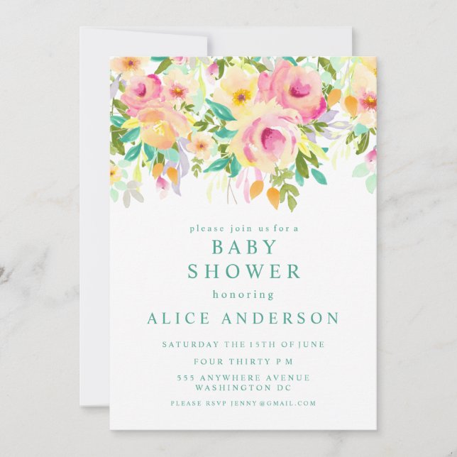 Invitation du jardin floral Watercolor (Devant)