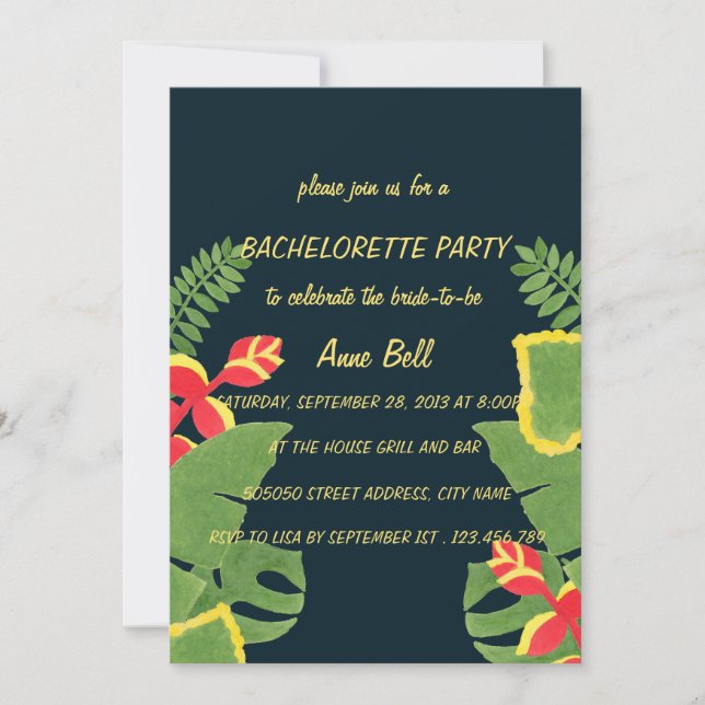 Invitation du Jardin tropical Bachelorette Party (Devant)