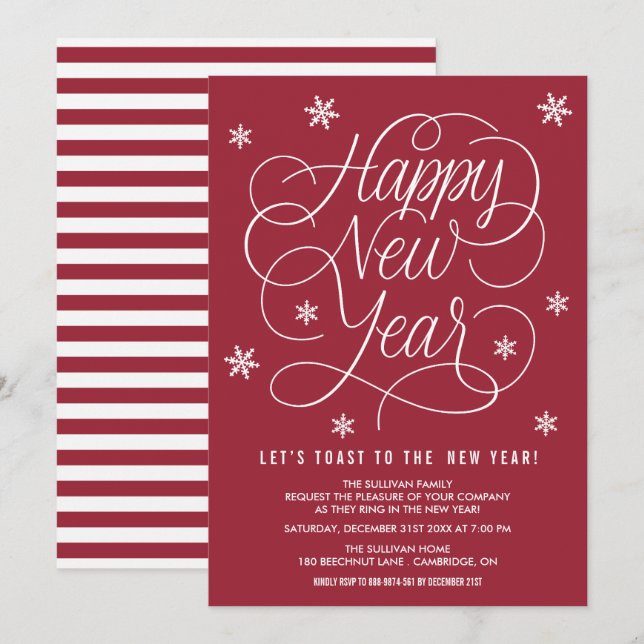 Invitation du Jour de l'An à la fête de la Réveill (Devant / Derrière)
