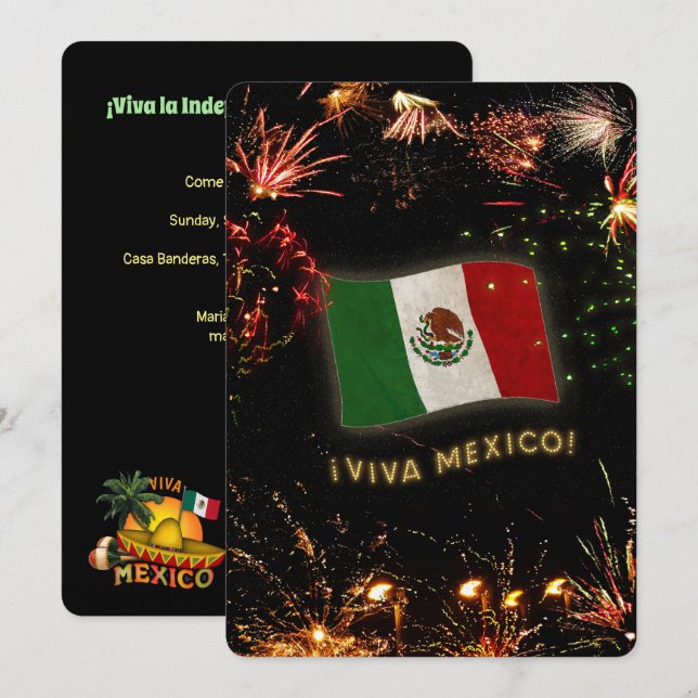 Invitation du jour de l'indépendance du Mexique (Devant / Derrière)