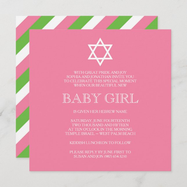 Invitation du jour de prénom - Moderne (Devant / Derrière)