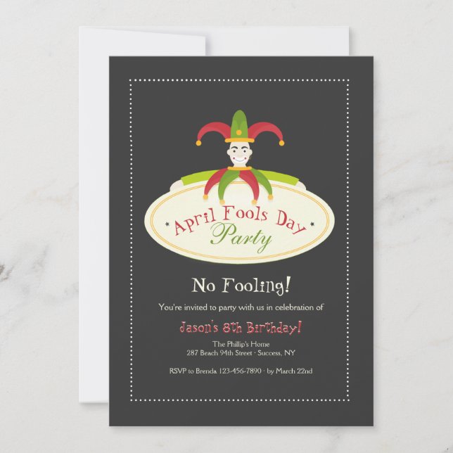 Invitation du jour d'imbécile d'avril (Devant)