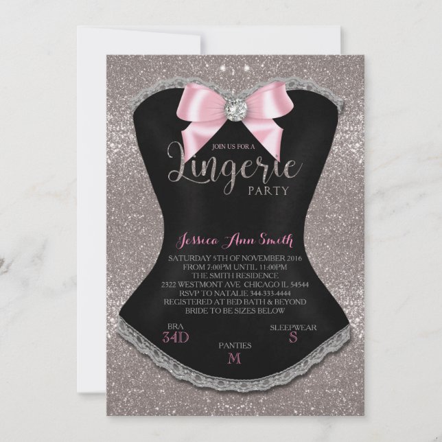 Invitation du Lingerie Party argent (Devant)