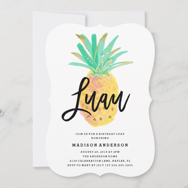 Invitation du Luau Party (Devant)