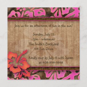 Invitation du Luau Party Hibiscus rose Brown orang