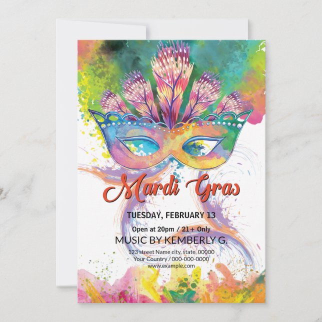 Invitation du Mardi Gras Party (Devant)
