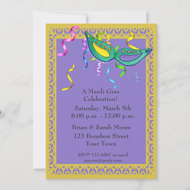 Invitation du Mardi Gras Party (Devant)
