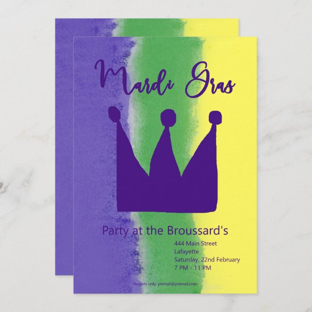 Invitation du Mardi Gras Party (Devant / Derrière)