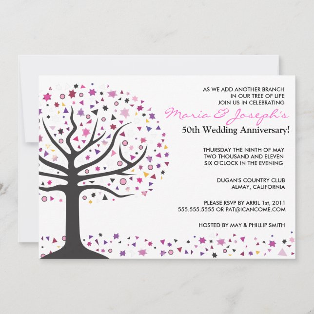 Invitation du Mariage de l'anniversaire de l'arbre (Devant)