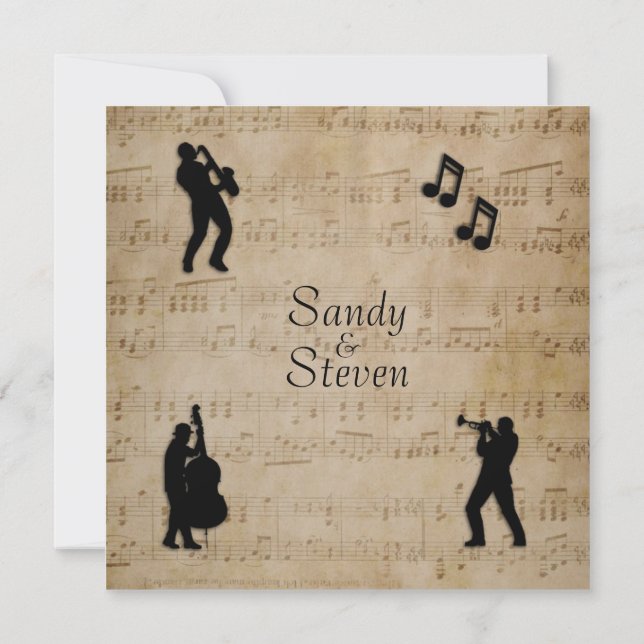 Invitation du Mariage de musique de la feuille d'a (Dos)