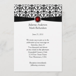 Invitation du Mariage de Ruby Gemstone noir blanc